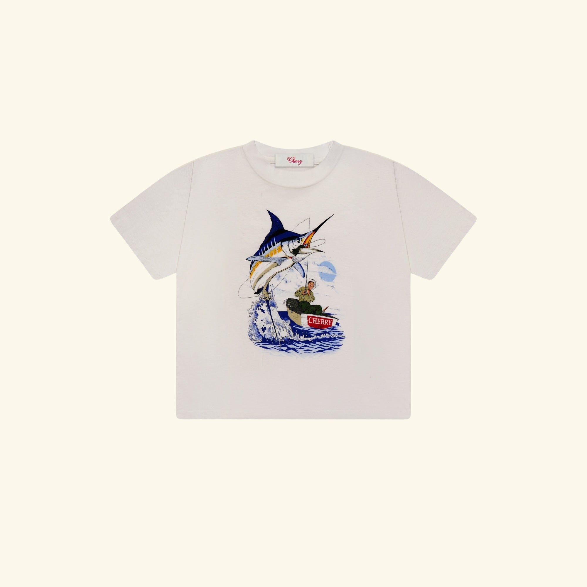 Women's Marlin Boxy Baby Tee (White)