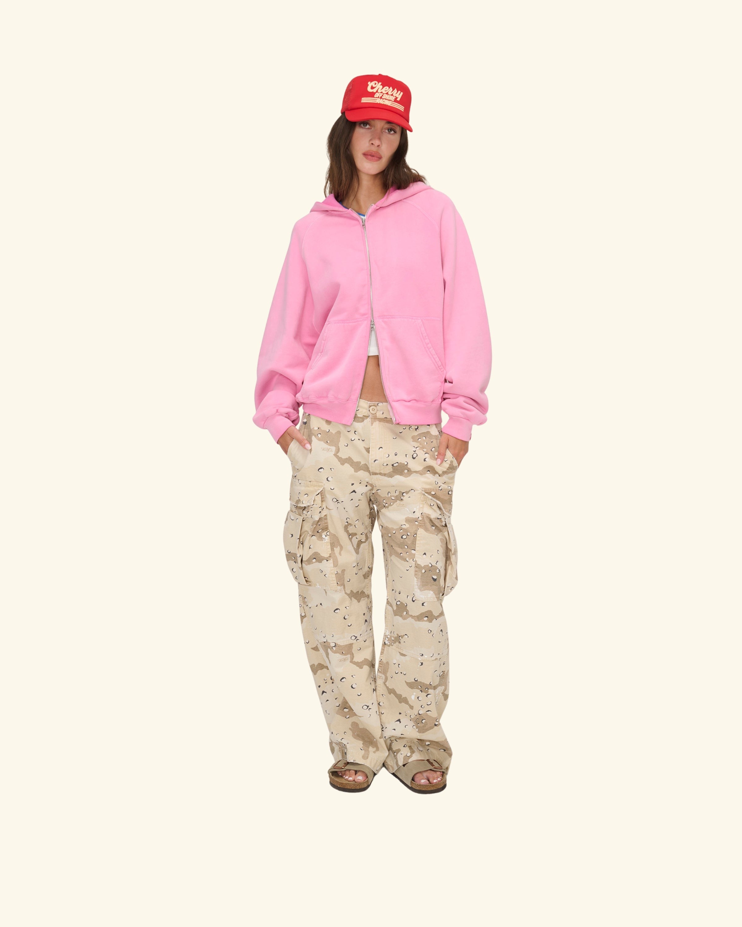 Raglan Zip Up Hoodie (Fuchsia) – CHERRY LA