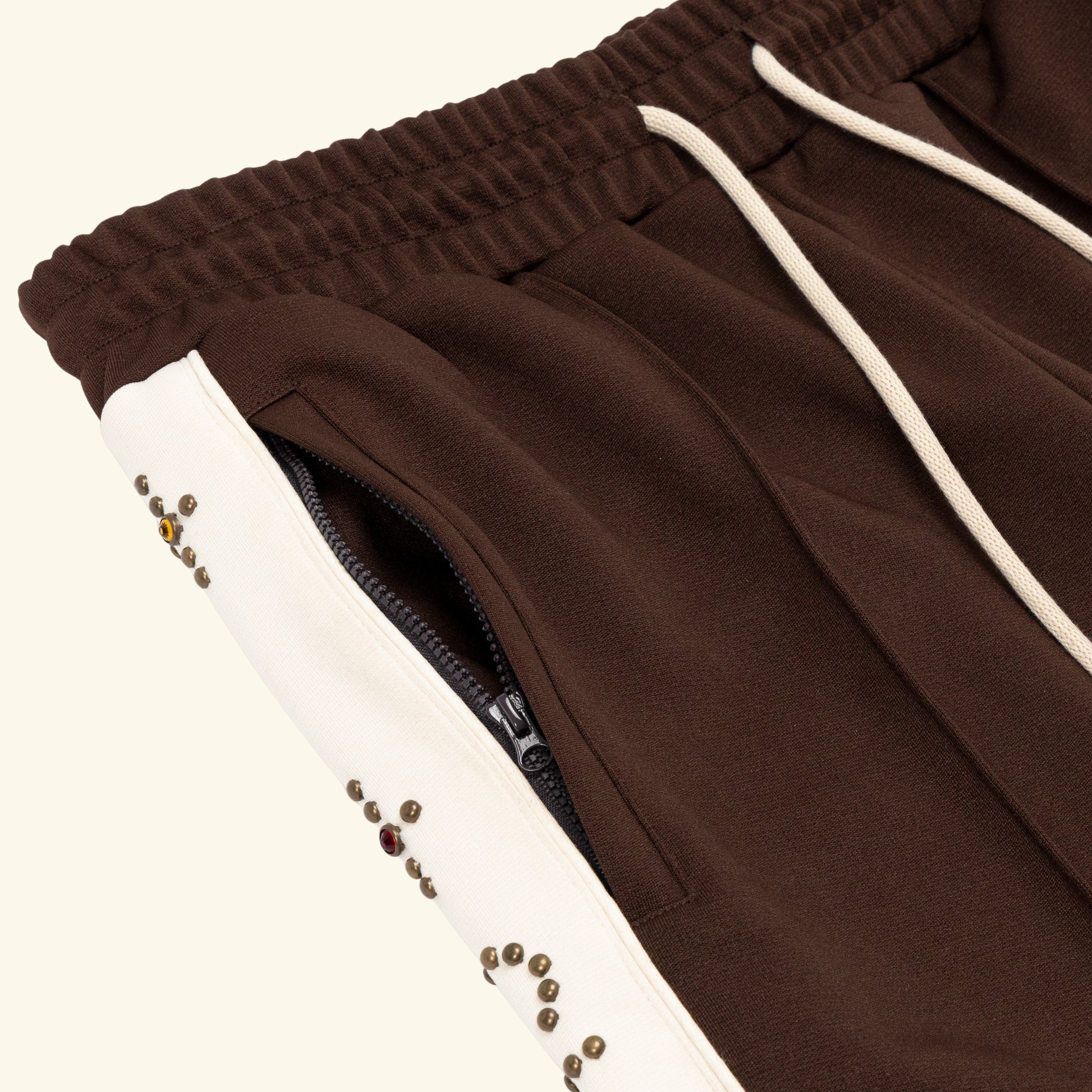 Studded Track Pants (Brown)