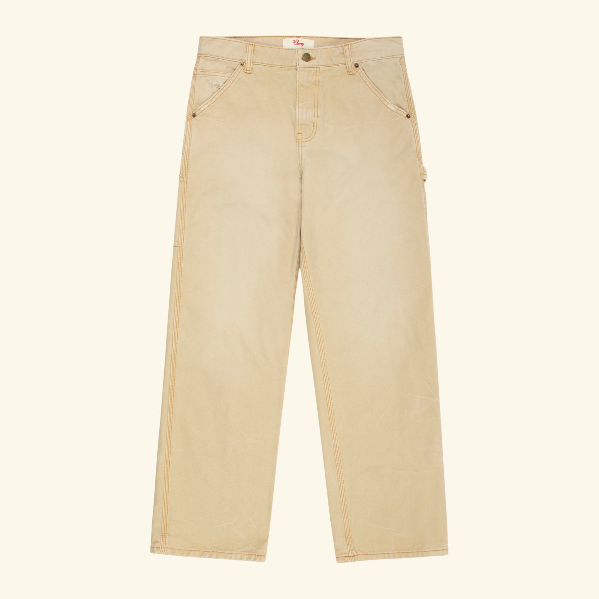 Wide Leg Carpenter Pants (Sun Faded Beige)