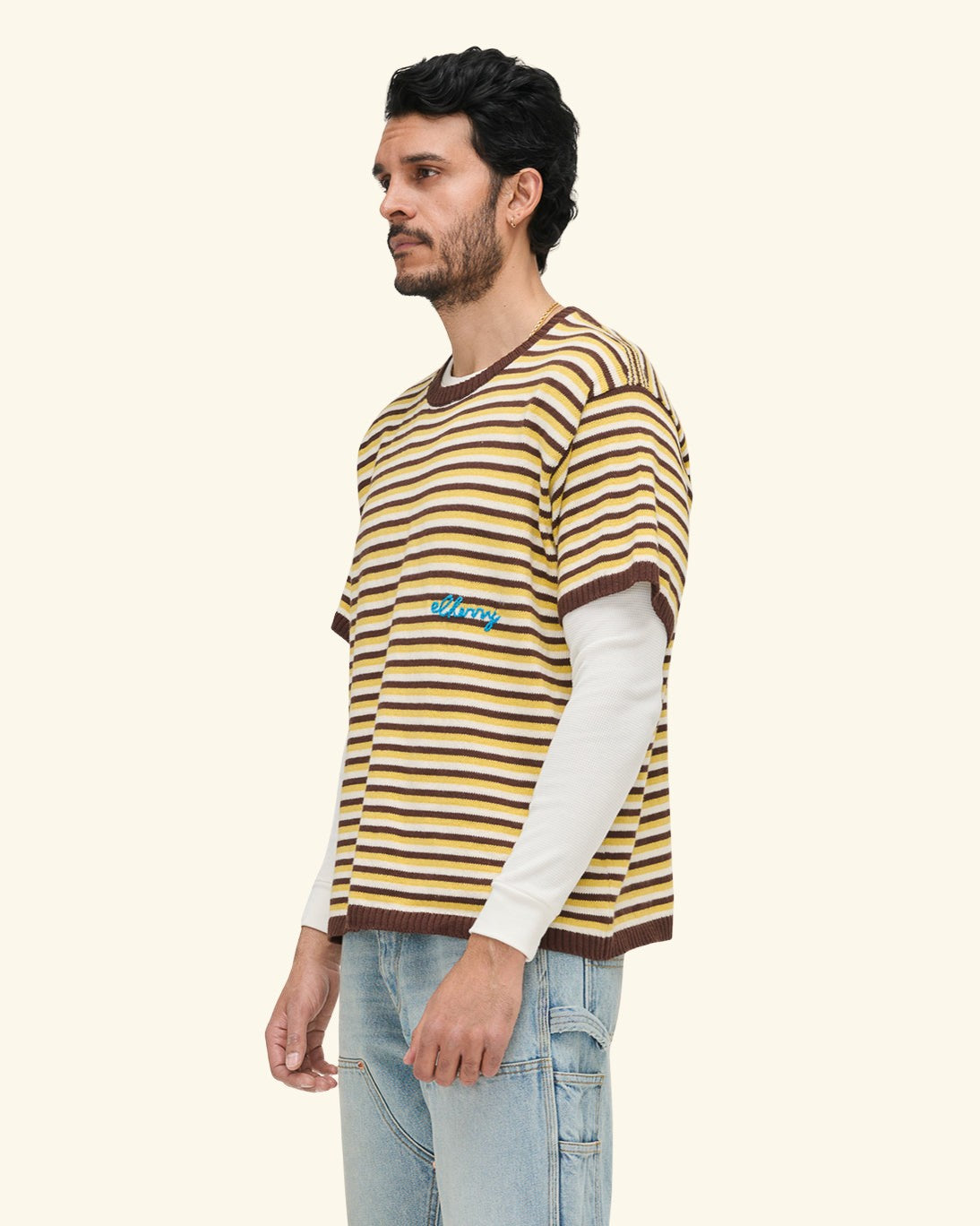 Striped Knit T-Shirt (Brown Butter)