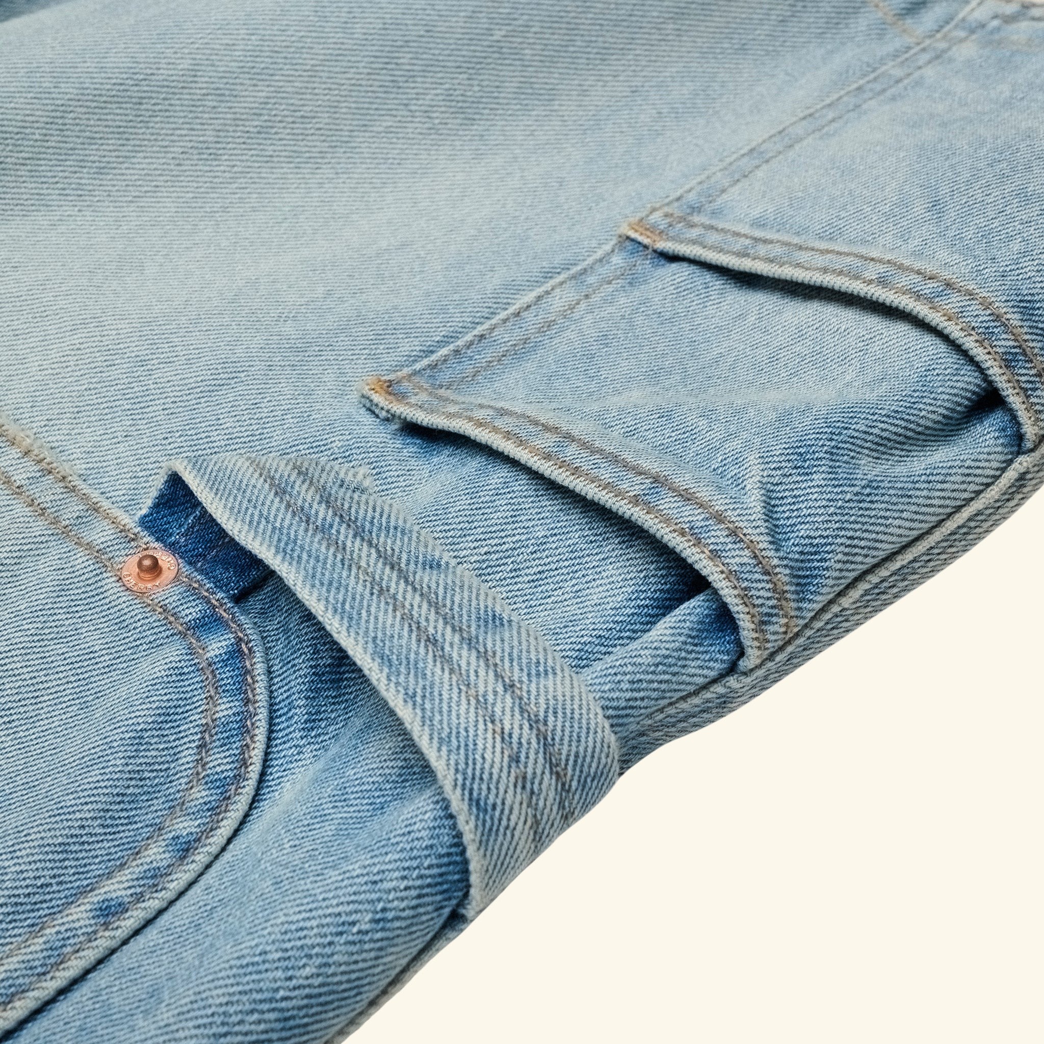 Wide Leg Carpenter Shorts (Indigo Light Wash)