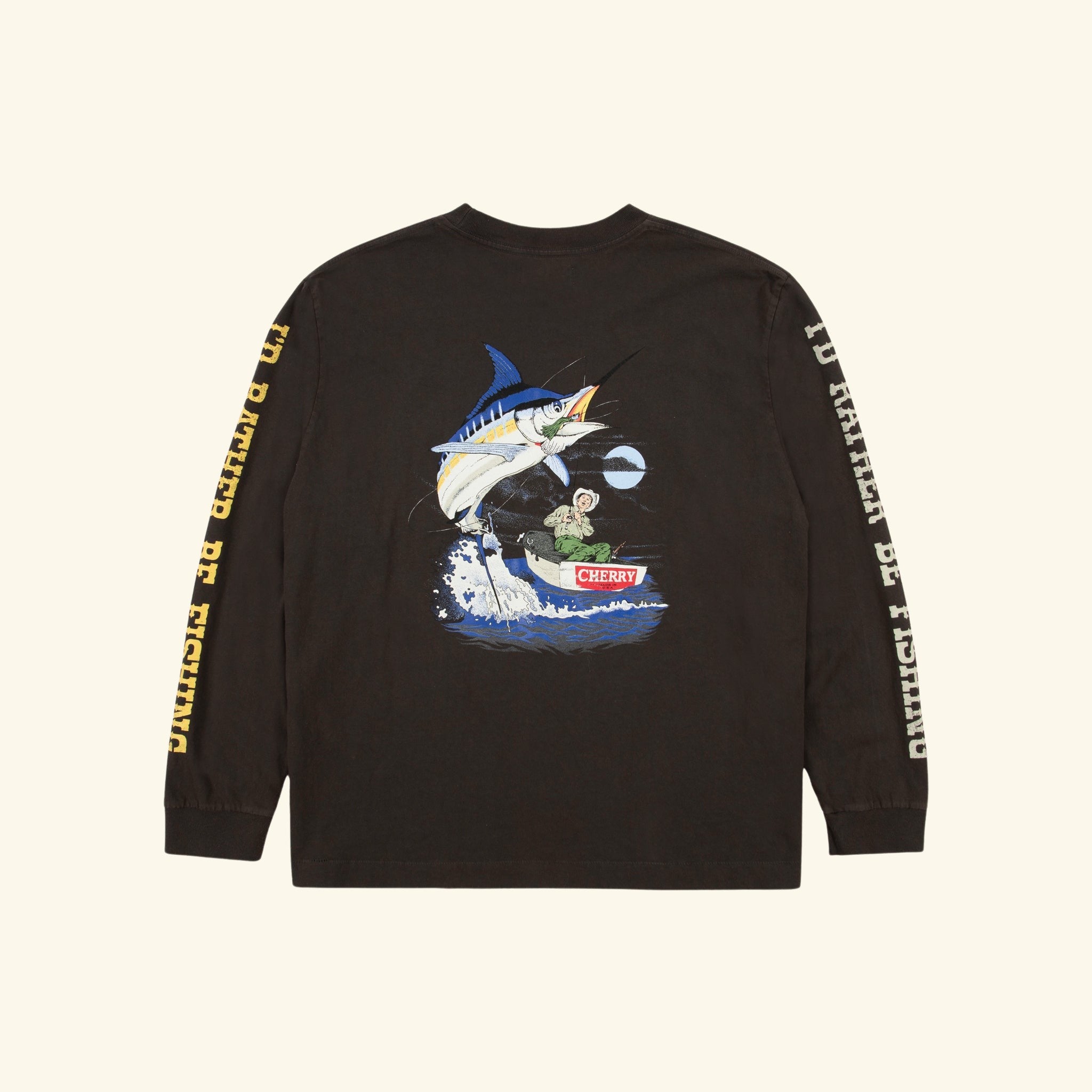 Marlin Fishing Long Sleeve T-Shirt (Vintage Black)