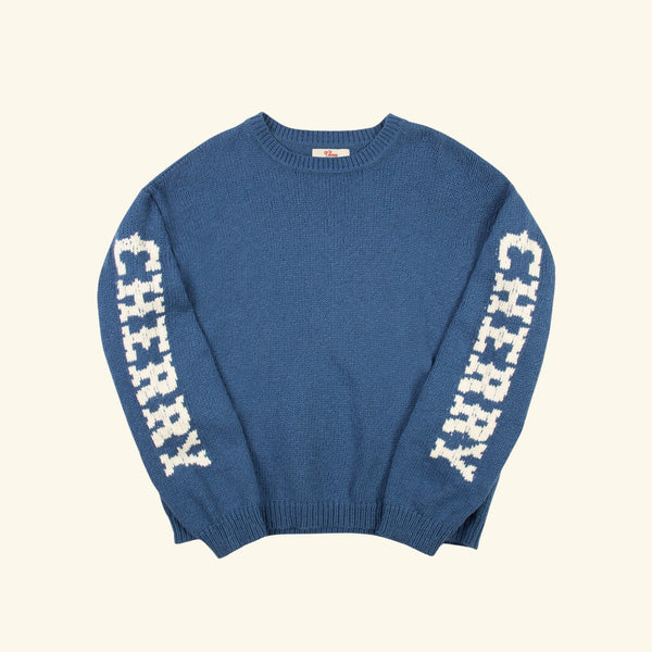 Cotton Knit Crewneck Sweater (Steel Blue) – CHERRY LA