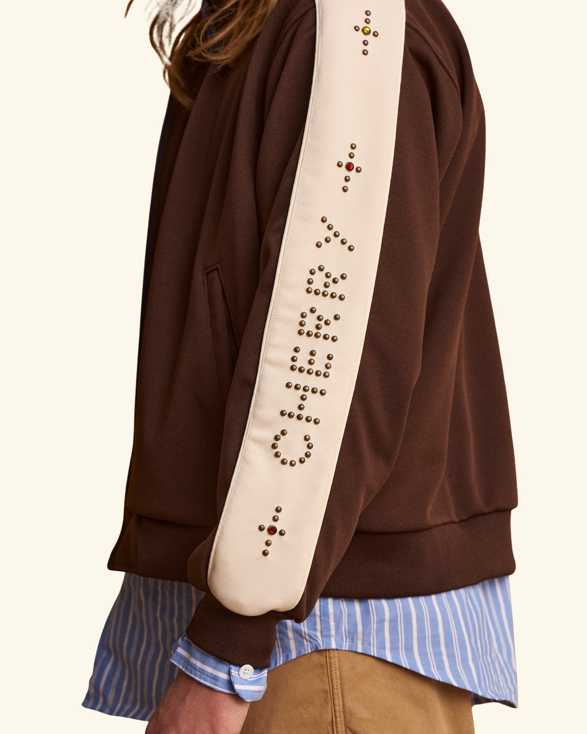 Studded Track Jacket (Brown)