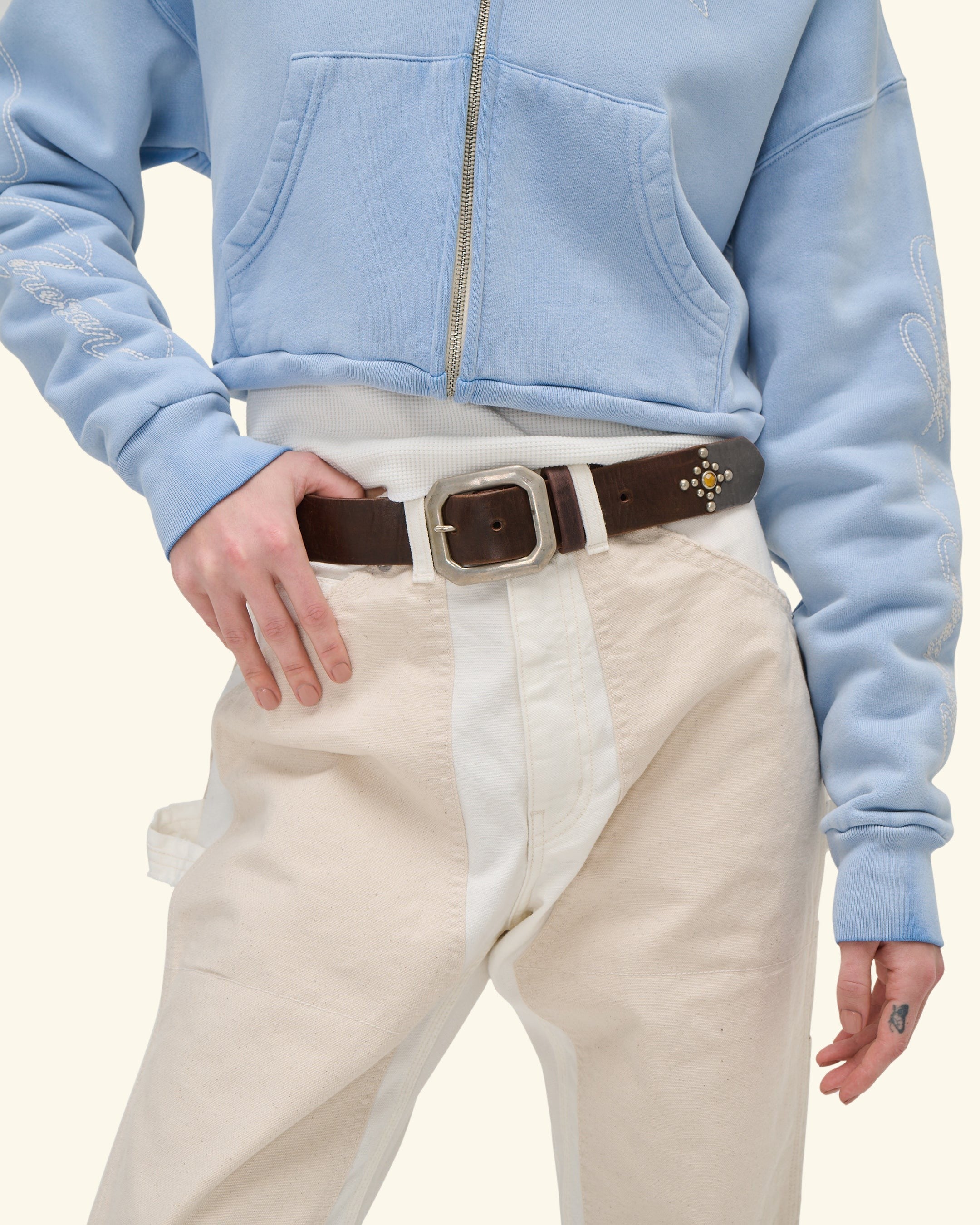 American Star Cropped Zip Hoodie (Sun Faded Blue)