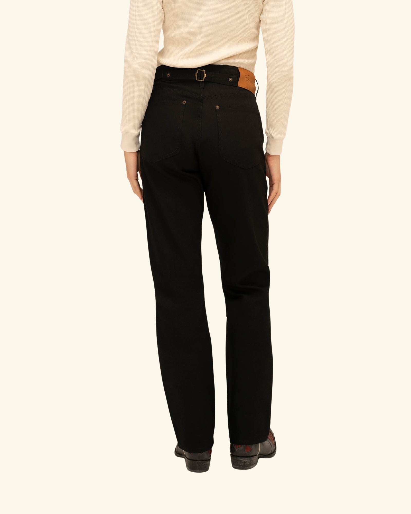 Buckle Back Denim Double Knees