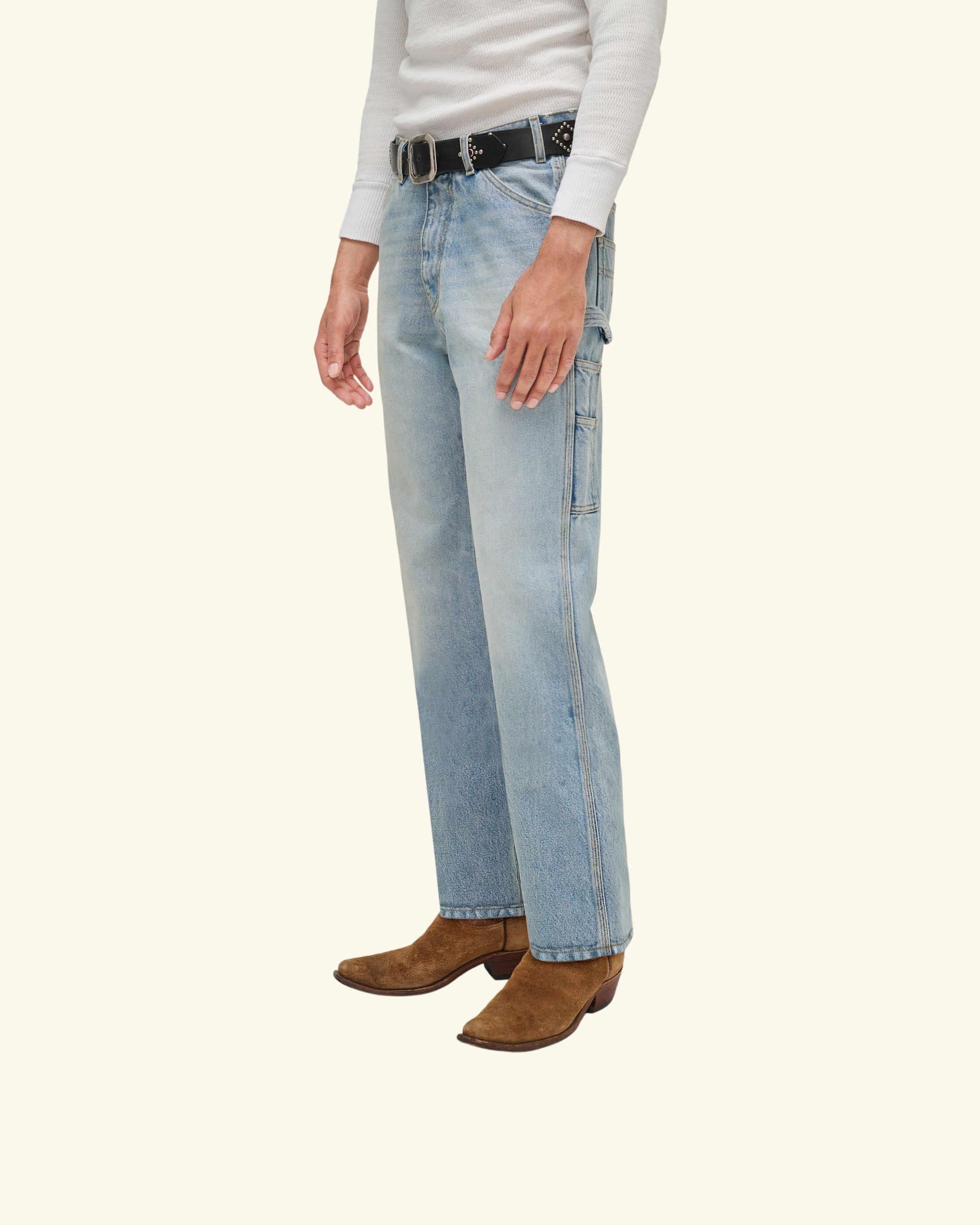 Wide Leg Carpenter Pants (Indigo Light Wash)