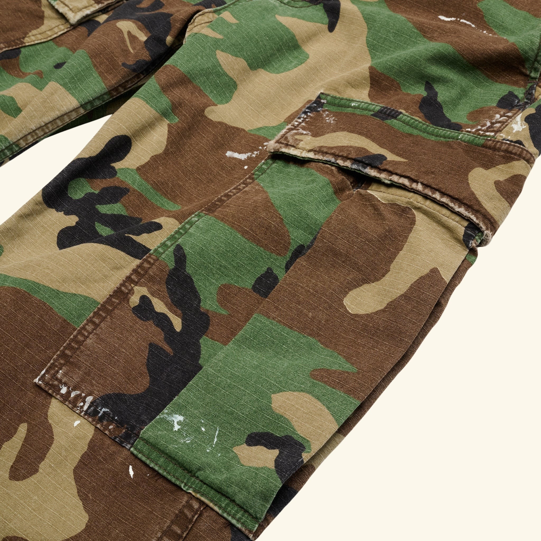 Wide Leg Cargo Pants (Vintage Camo)