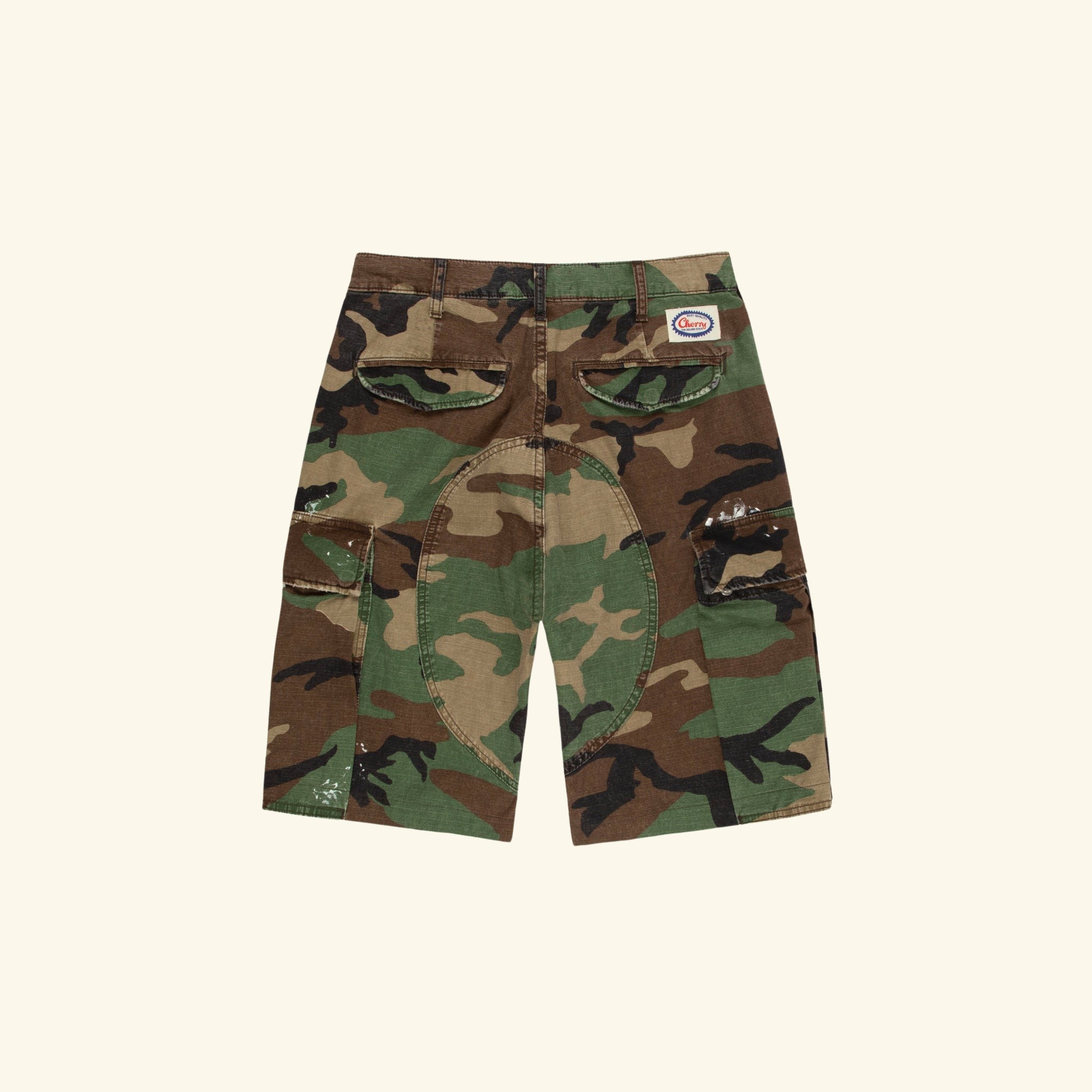 Wide Leg Cargo Shorts (Vintage Camo)