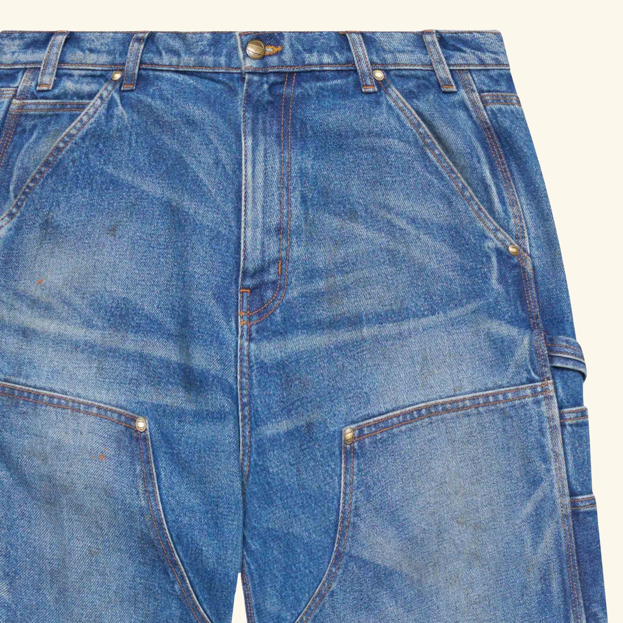 Wide-Leg Double Knee Pants (Denim)