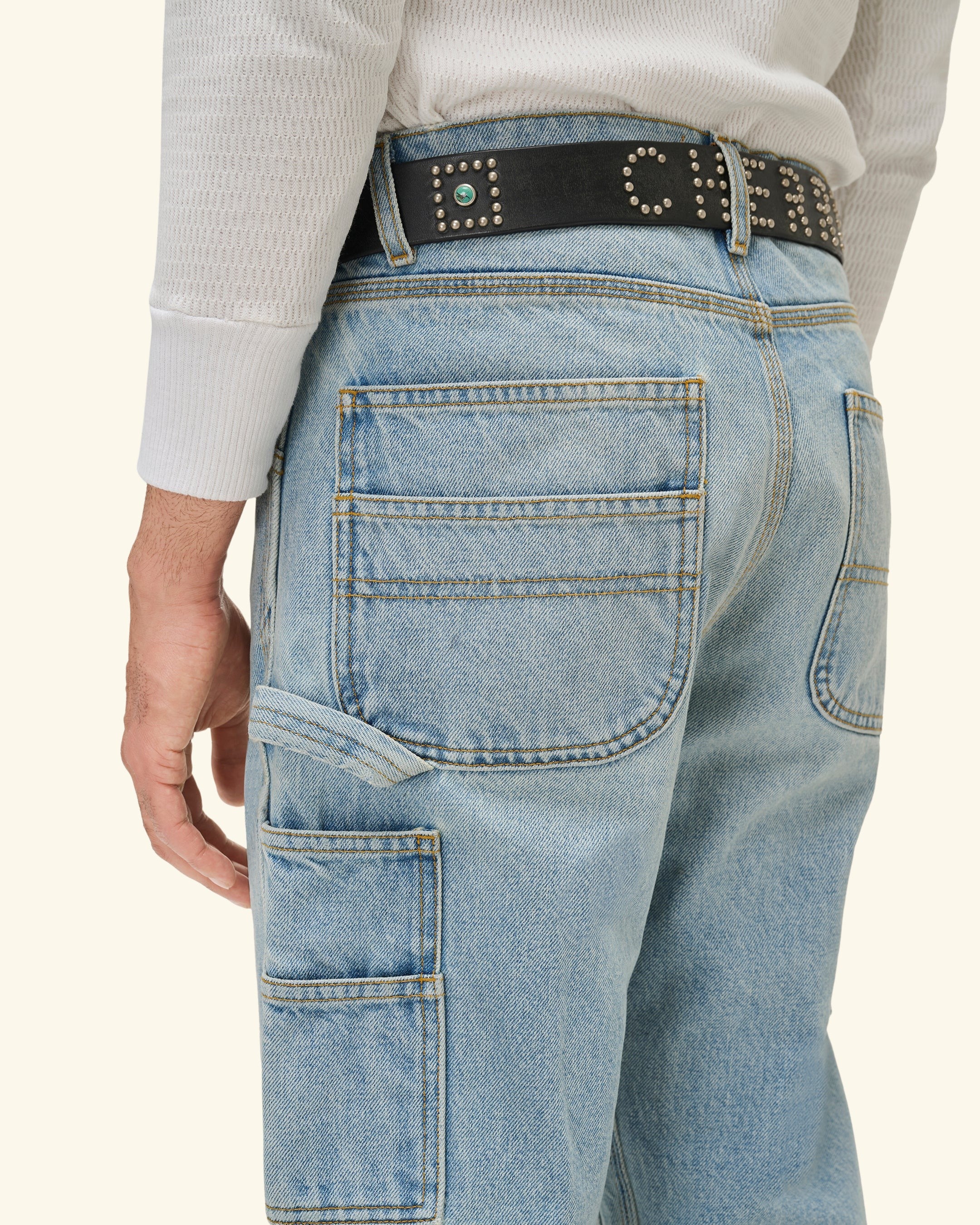 Wide Leg Carpenter Pants (Indigo Light Wash)