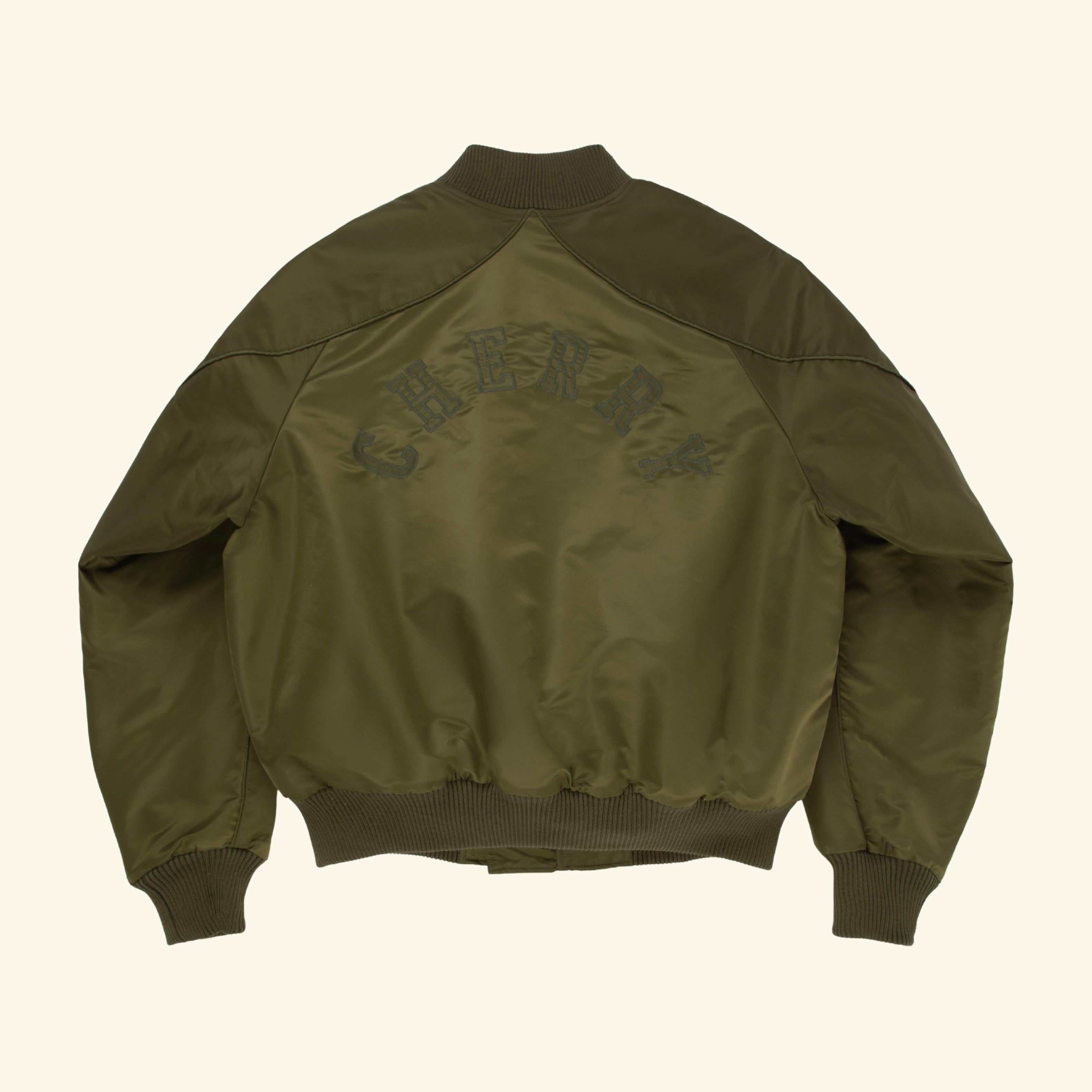 Satin Bomber Jacket (Olive) – CHERRY LA