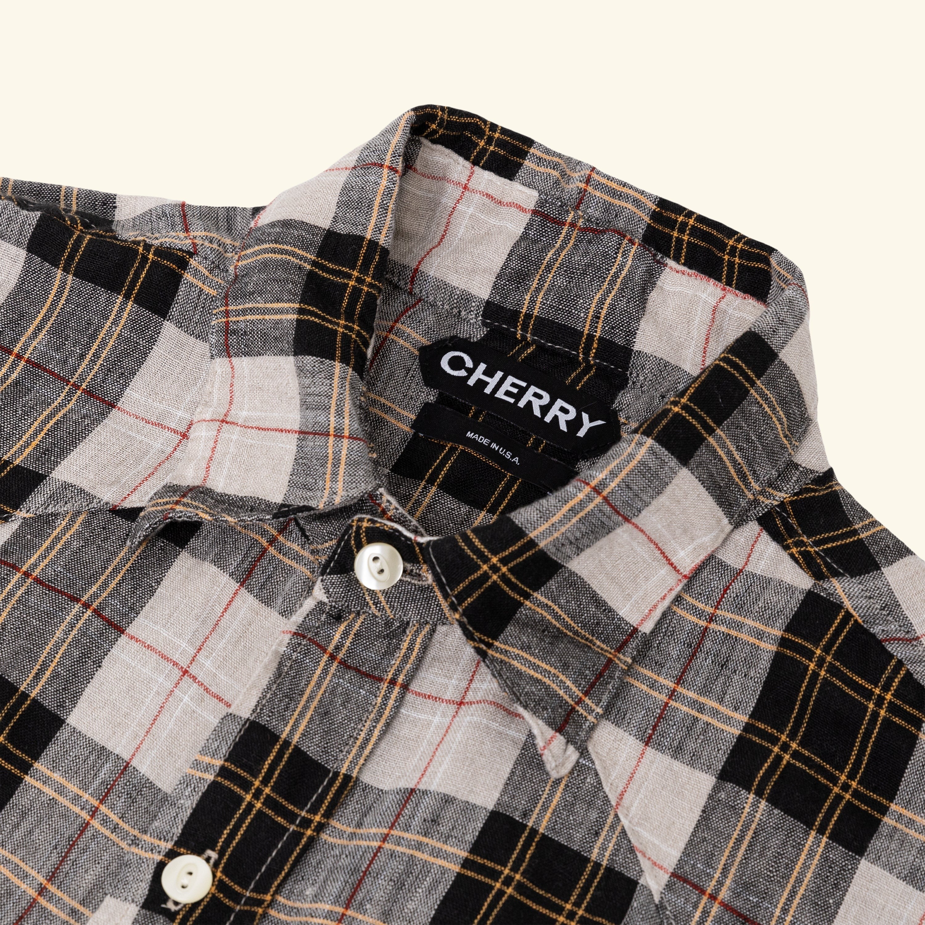 Big Western Plaid Linen Shirt (Black)