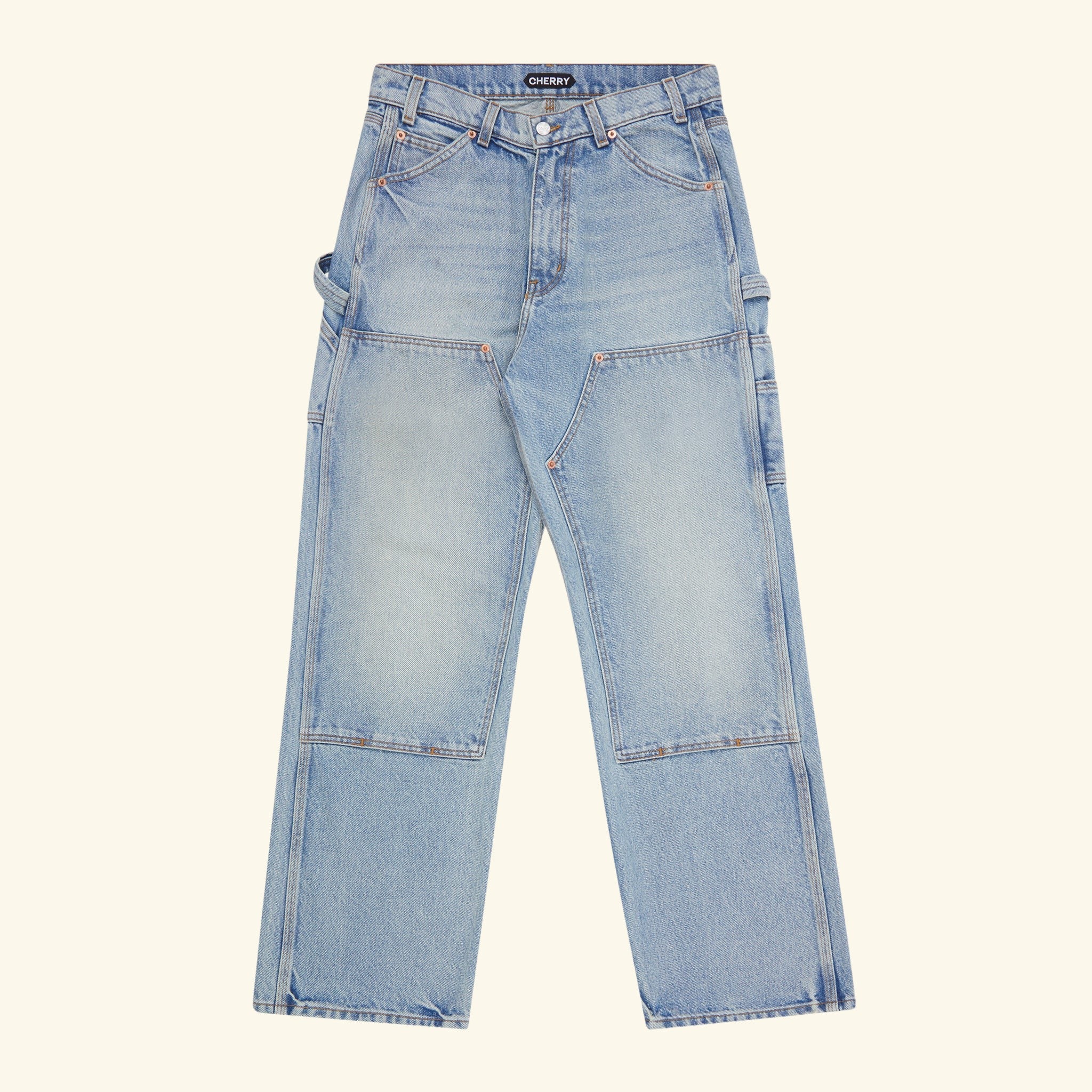 Wide Leg Denim Double Knee