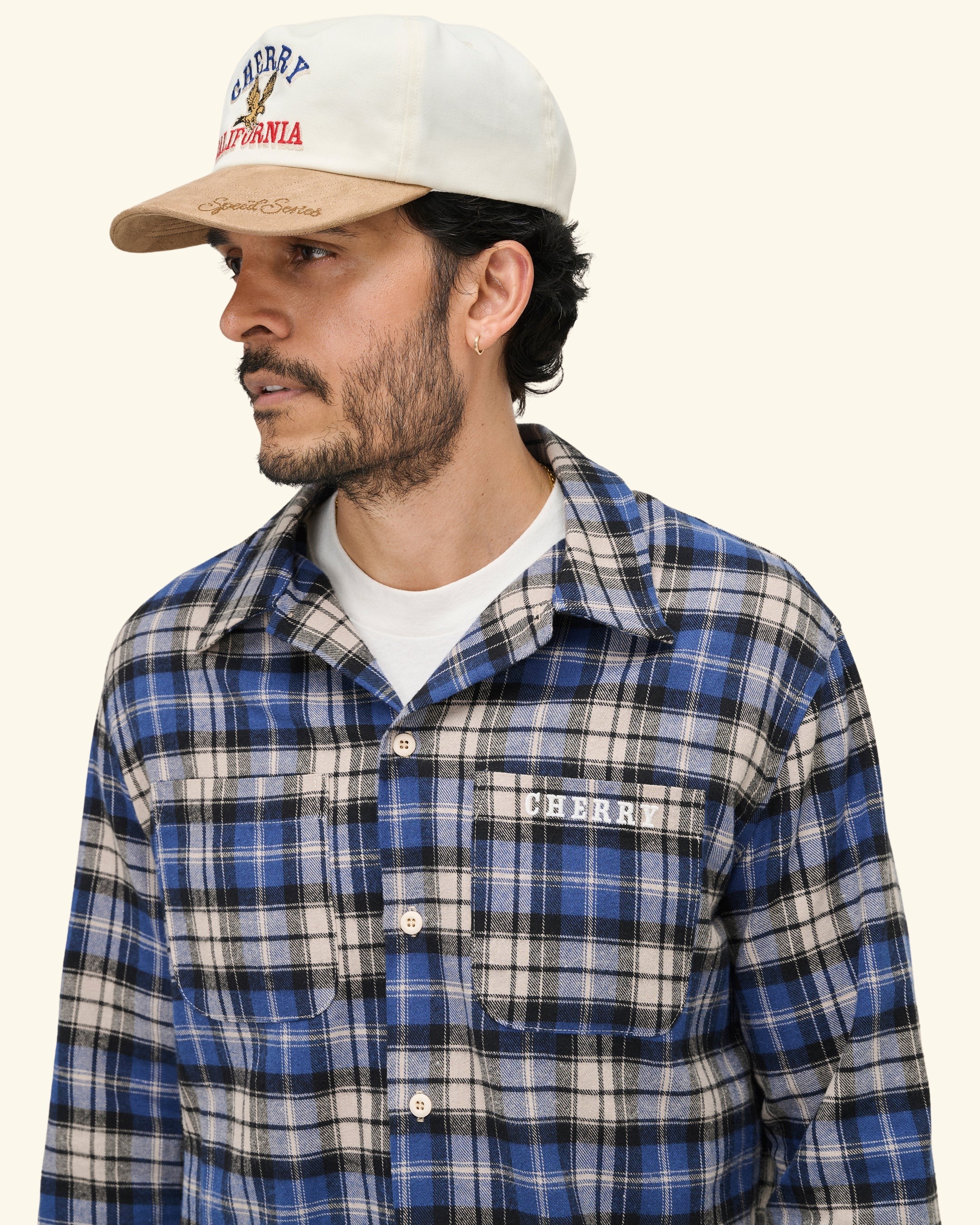 Western Boxy Plaid Shirt (Steel Blue)