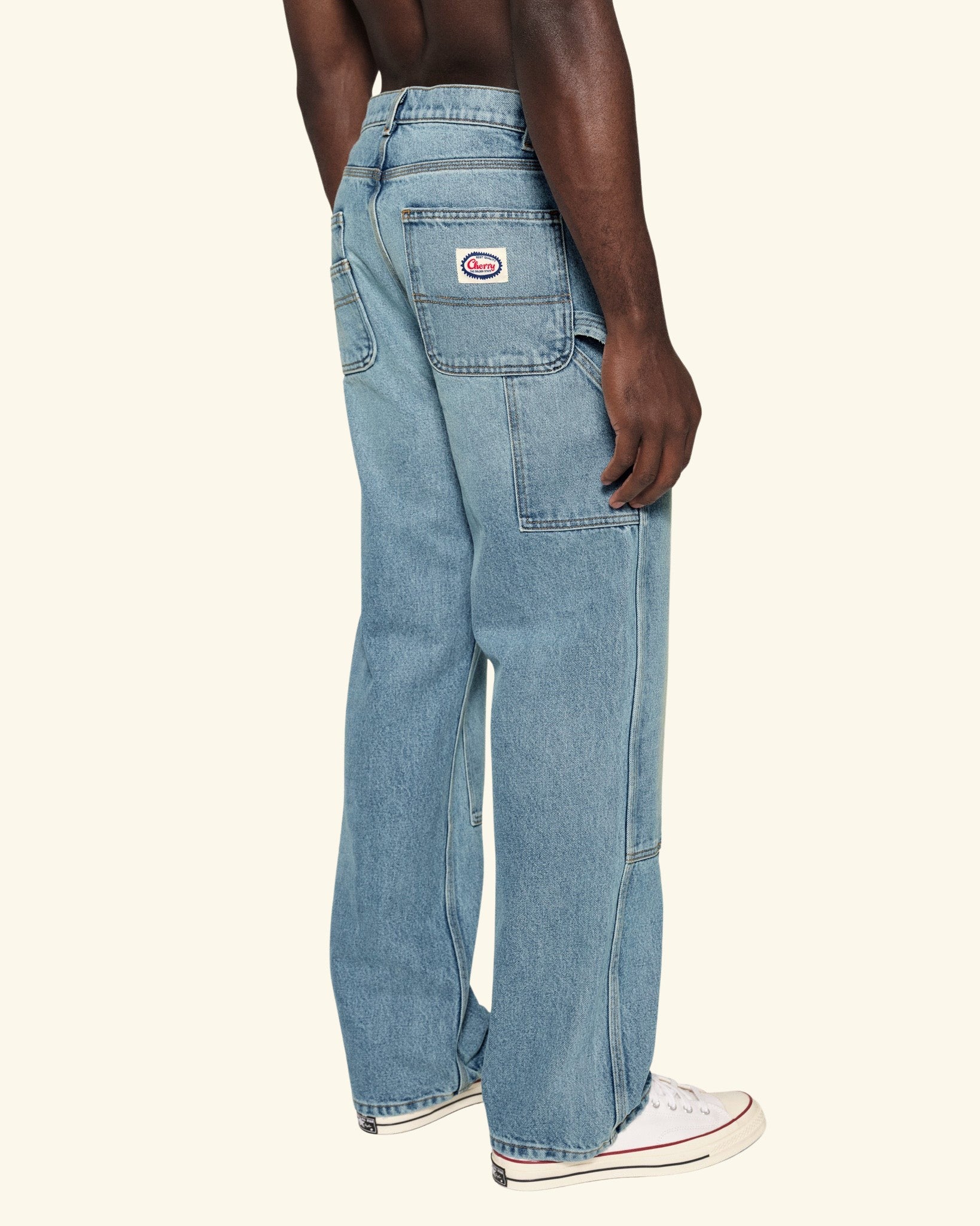 Wide Leg Denim Double Knee