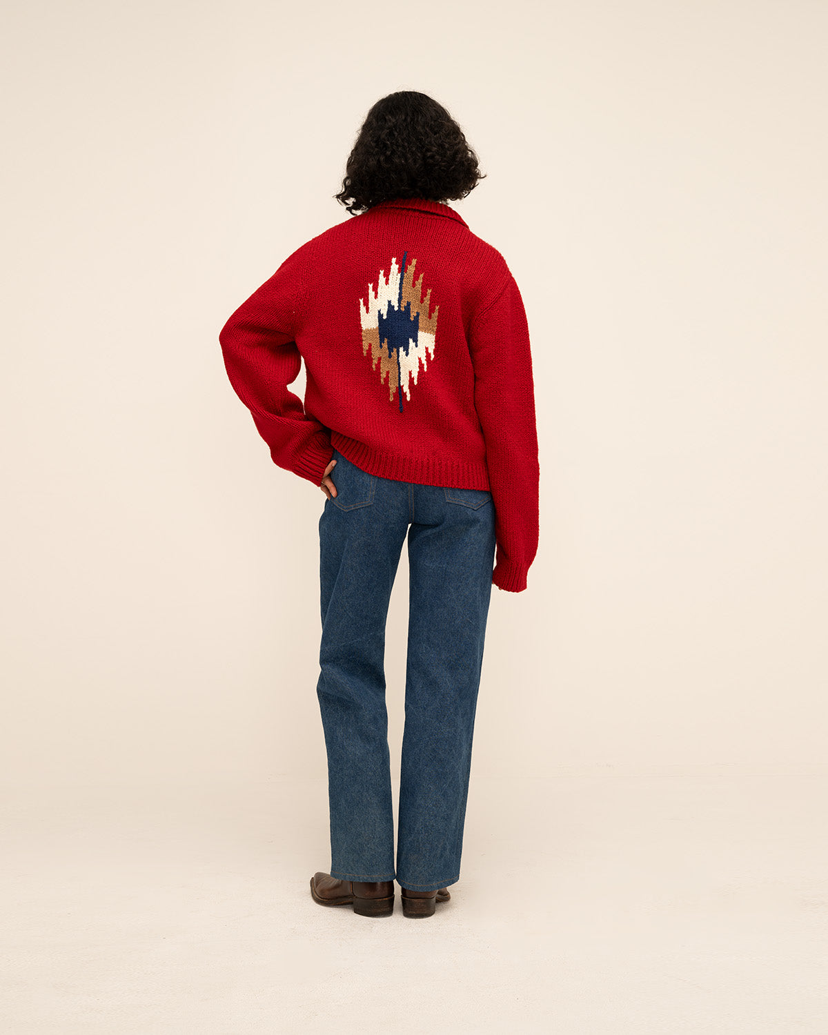 Navajo Knit Jacket (Red)