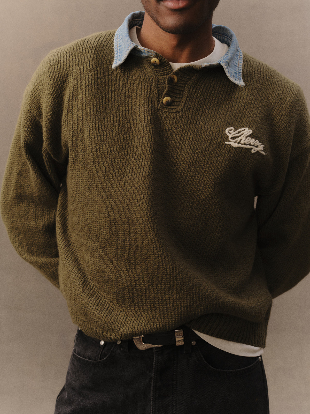 Denim Knit Henley