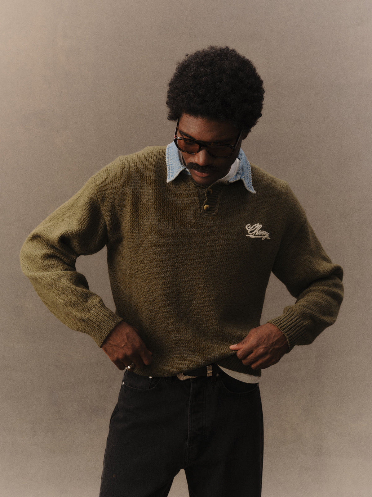 Denim Knit Henley