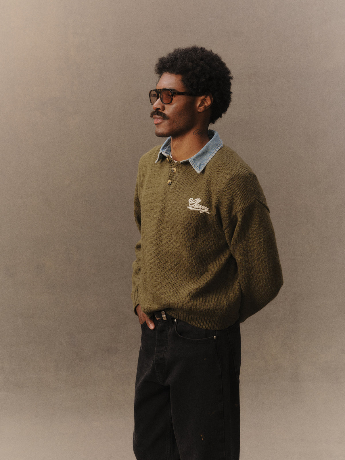Denim Knit Henley