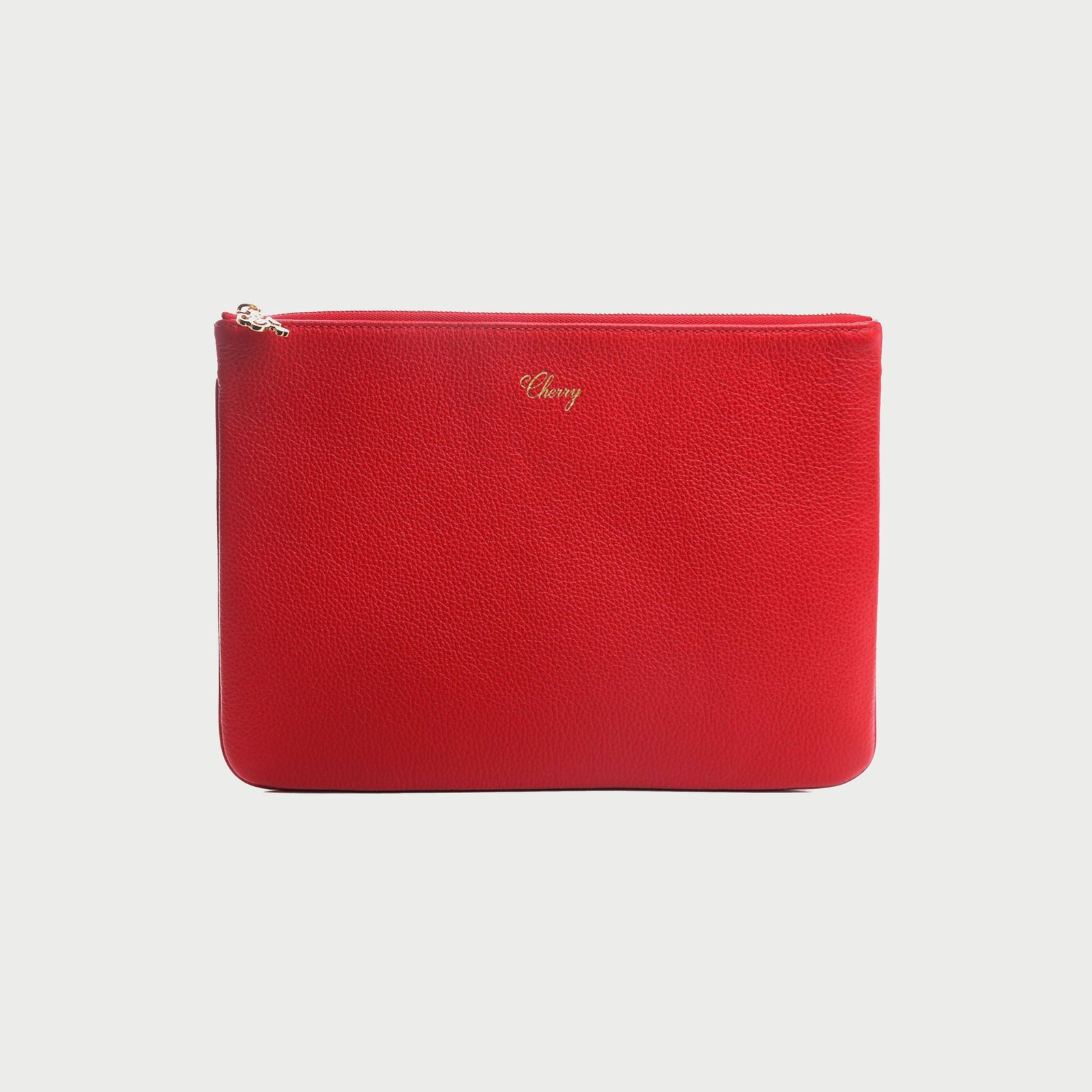 Red (V) leather pouch